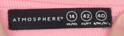 Atmosphere Women Pink Crew Neck Long Sleeve Pullover Jumper Size 14