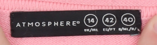 Atmosphere Women Pink Crew Neck Long Sleeve Pullover Jumper Size 14