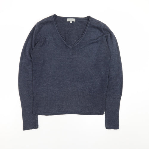 Marks and Spencer Per Una Women's Blue Wool V-Neck Jumper Size 12
