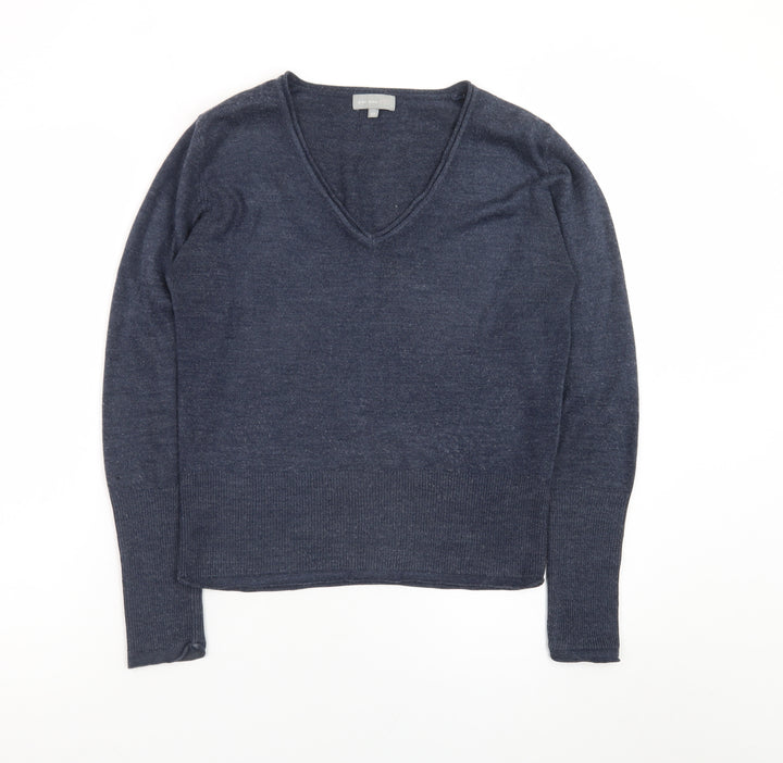 Marks and Spencer Per Una Women's Blue Wool V-Neck Jumper Size 12