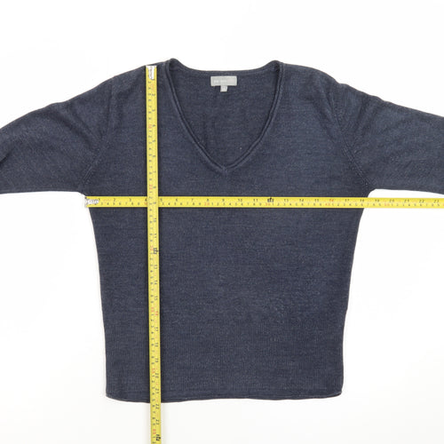 Marks and Spencer Per Una Women's Blue Wool V-Neck Jumper Size 12