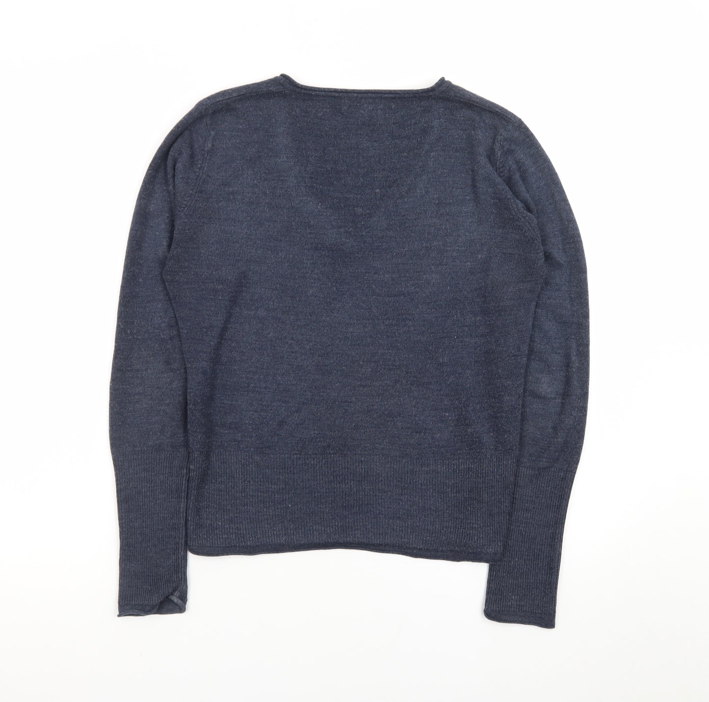 Marks and Spencer Per Una Women's Blue Wool V-Neck Jumper Size 12