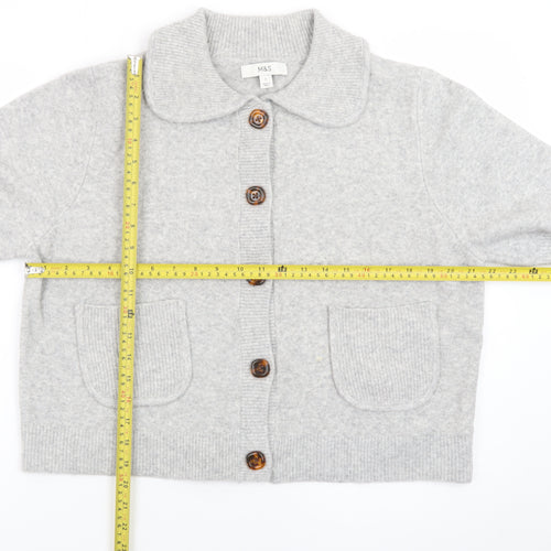 Marks and Spencer Womens Grey Collared Short Sleeve Cardigan L