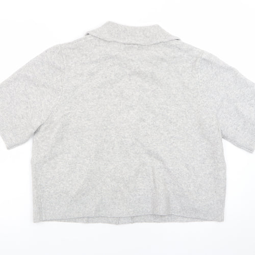 Marks and Spencer Womens Grey Collared Short Sleeve Cardigan L