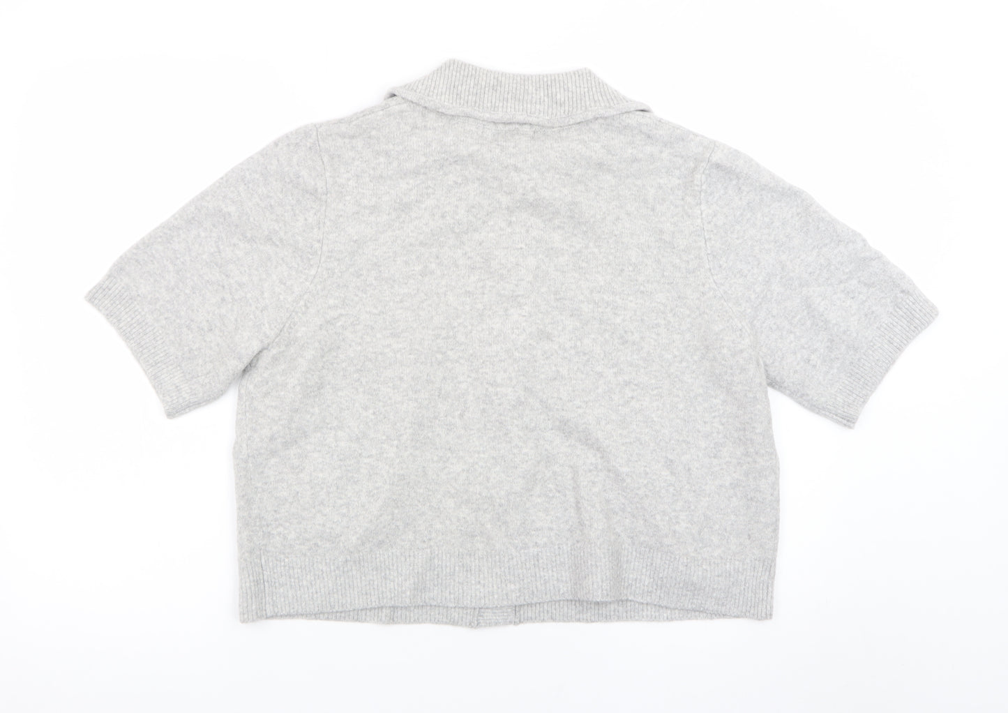 Marks and Spencer Womens Grey Collared Short Sleeve Cardigan L