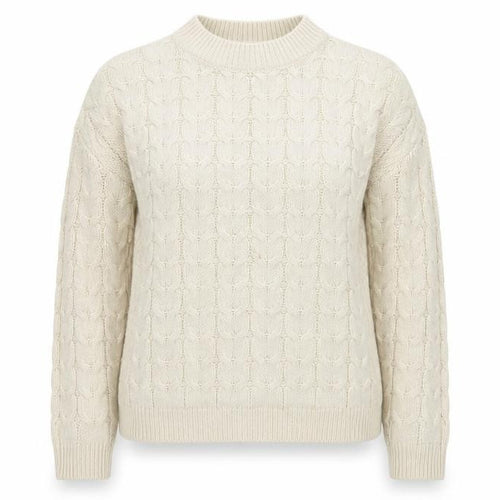 Mango Womens Ivory Cable-Knit Cotton Blend Jumper Size 8