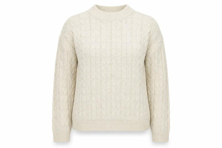 Mango Womens Ivory Cable-Knit Cotton Blend Jumper Size 8