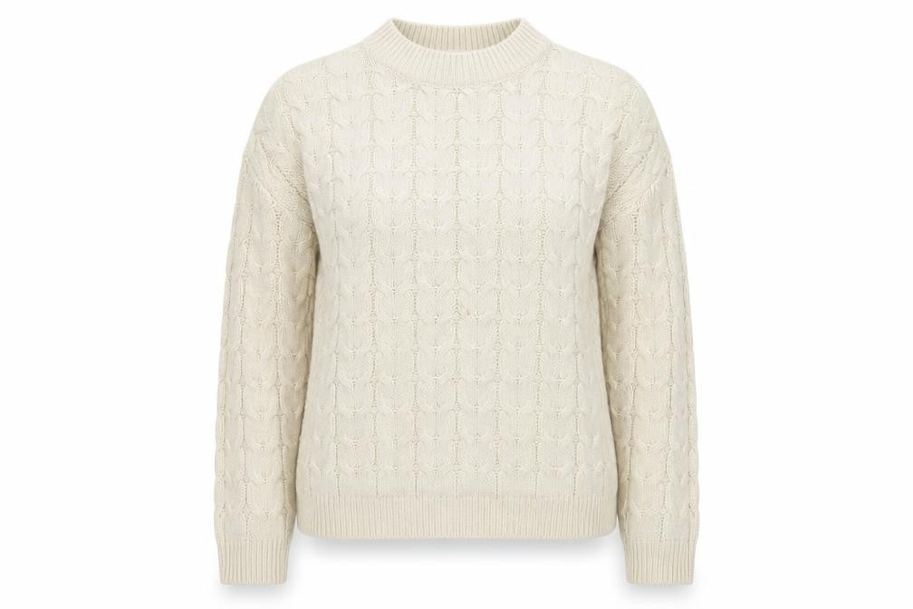 Mango Womens Ivory Cable-Knit Cotton Blend Jumper Size 8