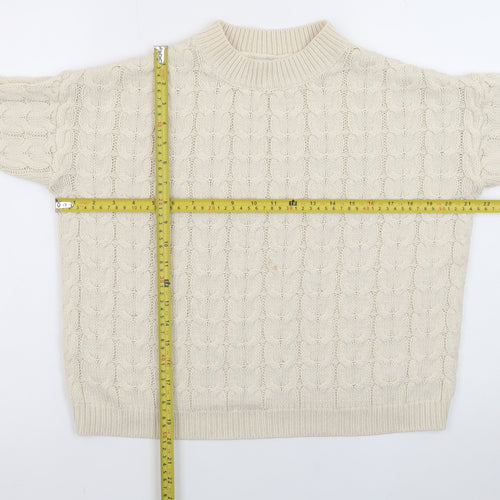 Mango Womens Ivory Cable-Knit Cotton Blend Jumper Size 8