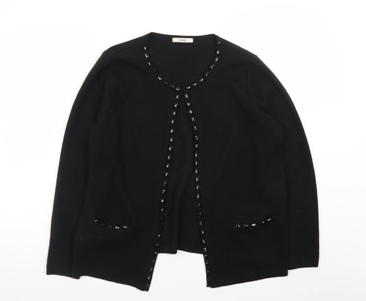 Marks and Spencer Women Black Size 18 Cardigan with Beaded Trim