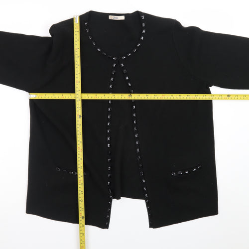 Marks and Spencer Women Black Size 18 Cardigan with Beaded Trim