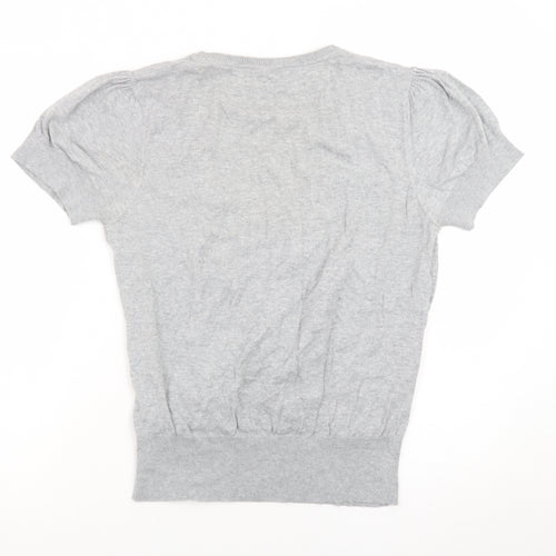 Dorothy Perkins Womens Grey Wrap Knit Blouse Size 16 Short Sleeve