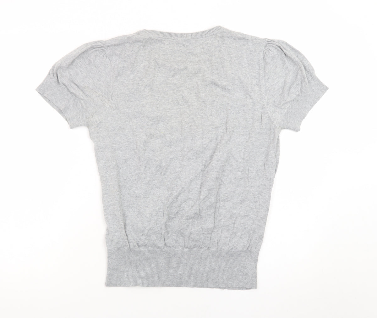Dorothy Perkins Womens Grey Wrap Knit Blouse Size 16 Short Sleeve