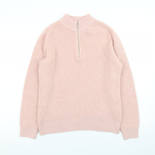 Marks and Spencer Women’s Pink Mock Neck Half Zip Jumper Size 10