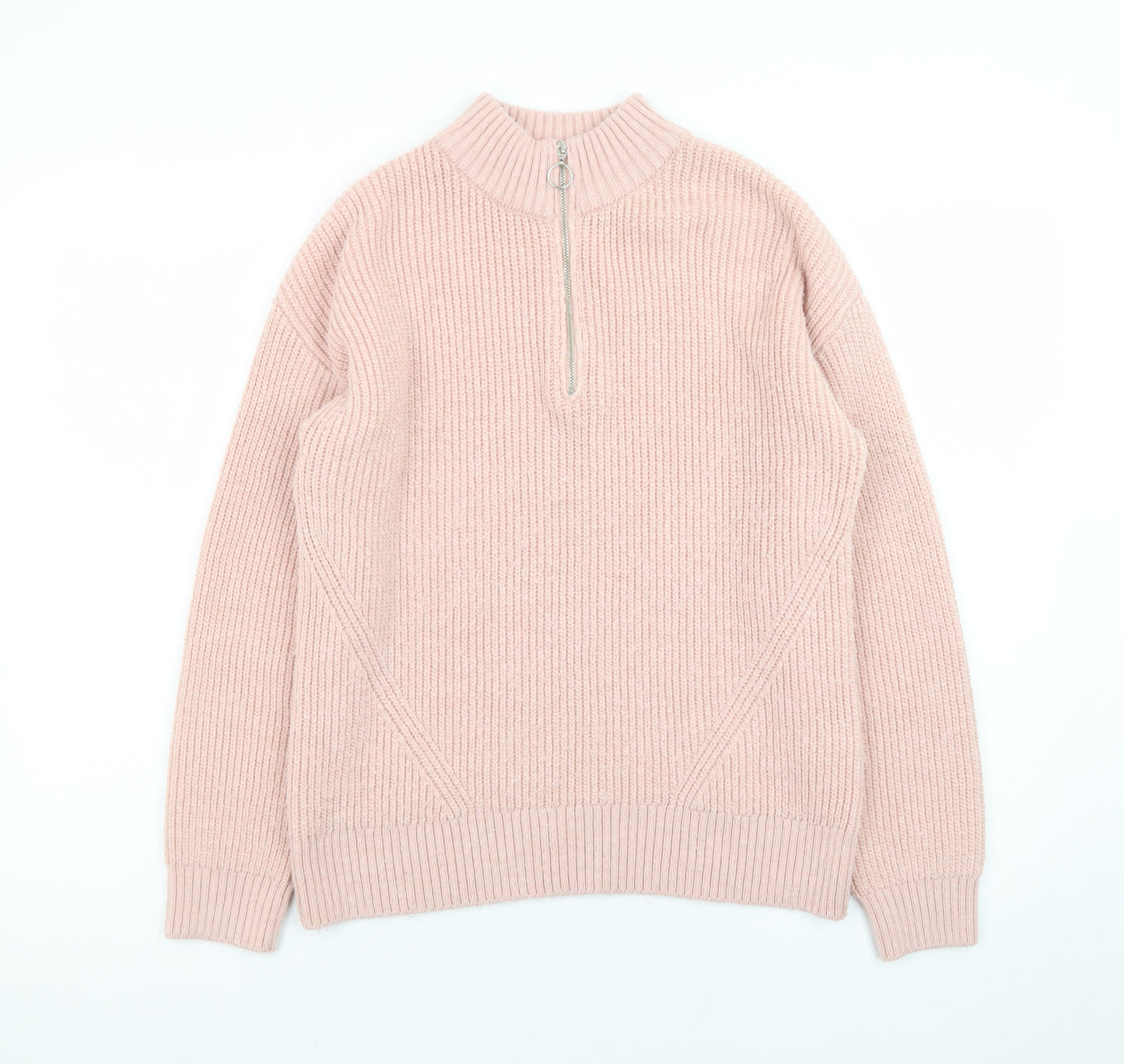 Marks and Spencer Women’s Pink Mock Neck Half Zip Jumper Size 10