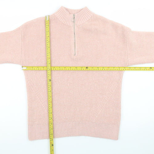 Marks and Spencer Women’s Pink Mock Neck Half Zip Jumper Size 10