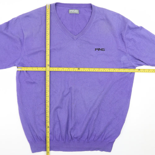 PING Men’s Purple V-Neck Cotton Blend Golf Jumper XL
