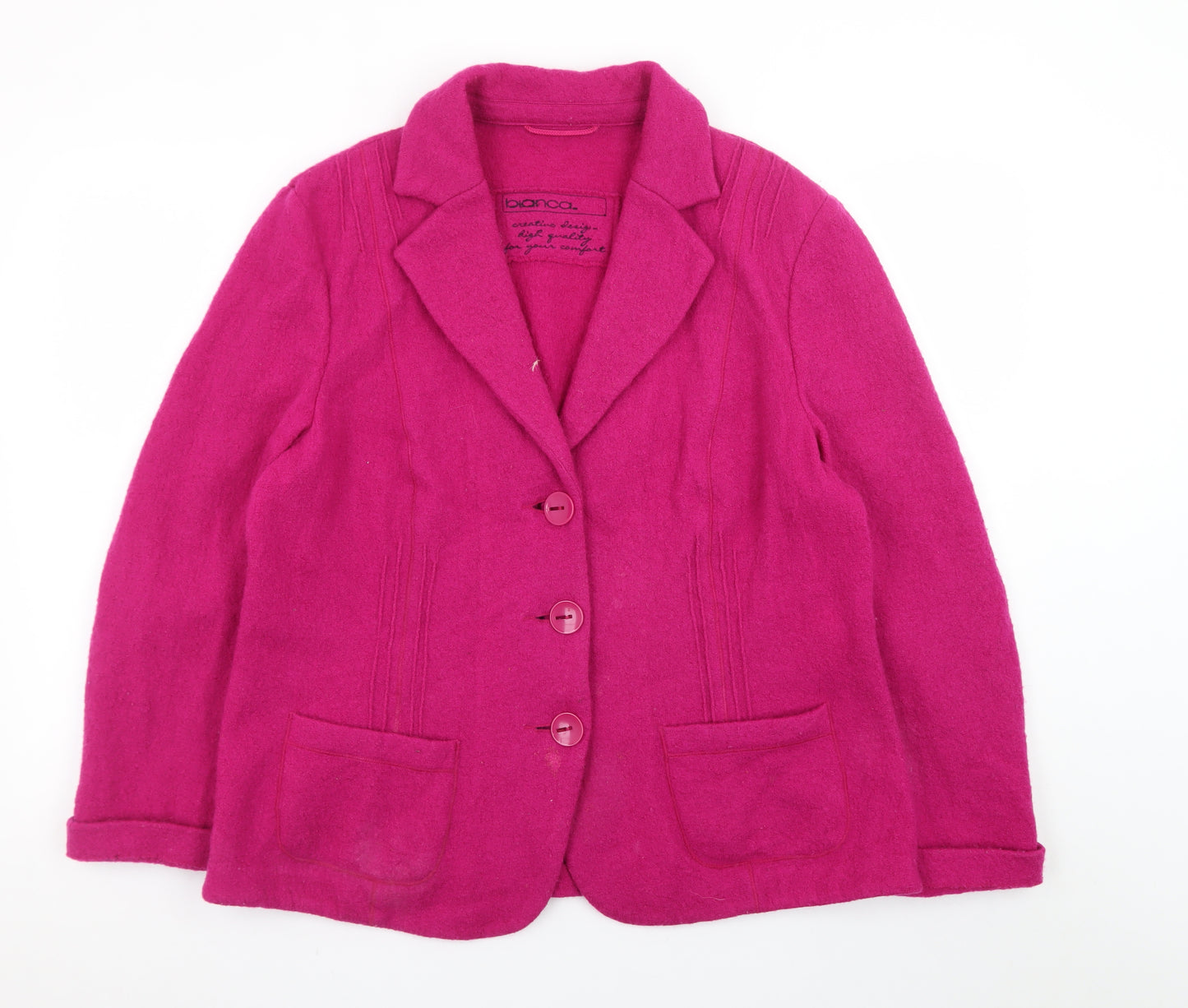 Bianca Women’s Fuchsia Wool Blazer Jacket Size 18 Classic Style