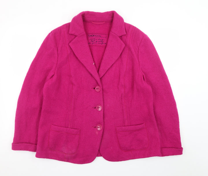 Bianca Women’s Fuchsia Wool Blazer Jacket Size 18 Classic Style