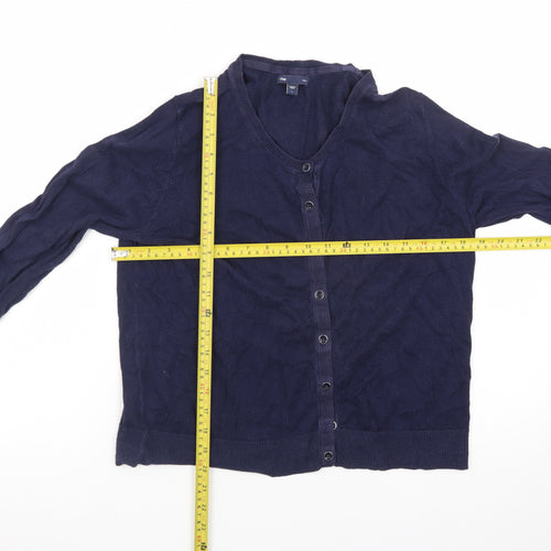 Gap Womens Blue Cotton V-Neck Button Cardigan Size L