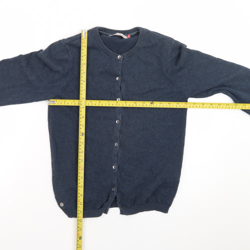 Brakeburn Womens Blue Crew Neck Button Cardigan Size M