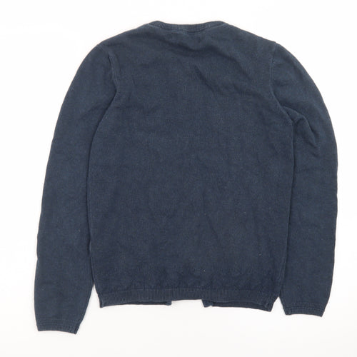 Brakeburn Womens Blue Crew Neck Button Cardigan Size M