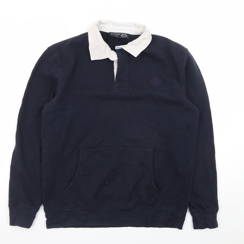 Paul Costelloe Men’s Blue Long Sleeve Rugby Polo Shirt M