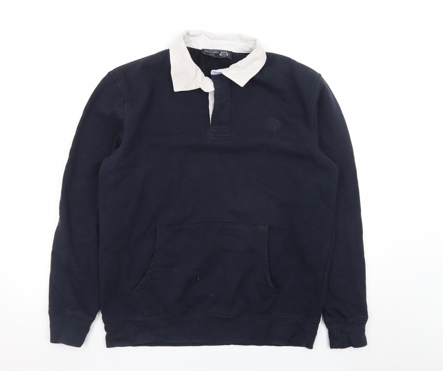 Paul Costelloe Men’s Blue Long Sleeve Rugby Polo Shirt M