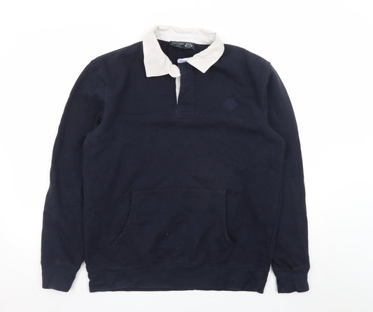 Paul Costelloe Men’s Blue Long Sleeve Rugby Polo Shirt M