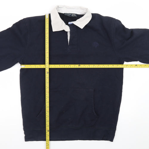 Paul Costelloe Men’s Blue Long Sleeve Rugby Polo Shirt M
