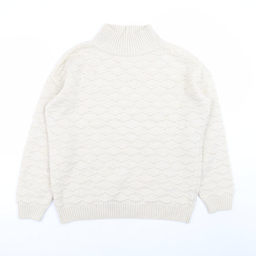 Next Women Ivory Mock Neck Knit Jumper Size M