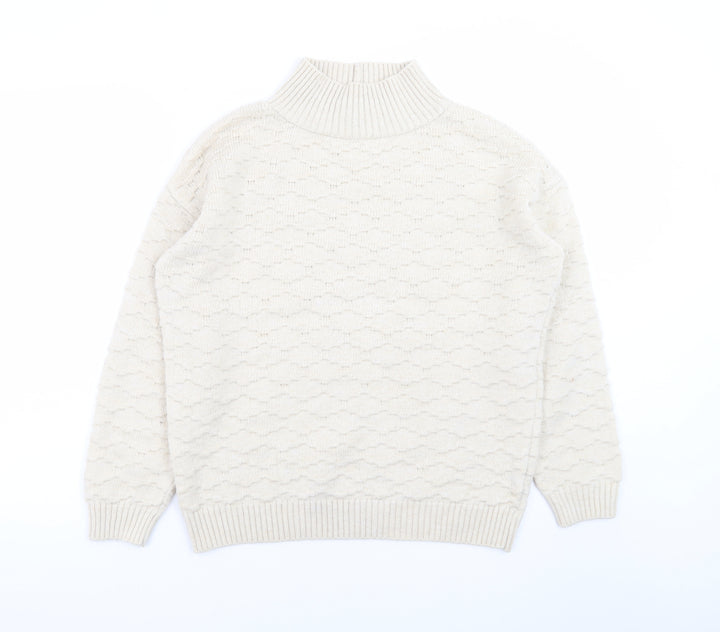 Next Women Ivory Mock Neck Knit Jumper Size M