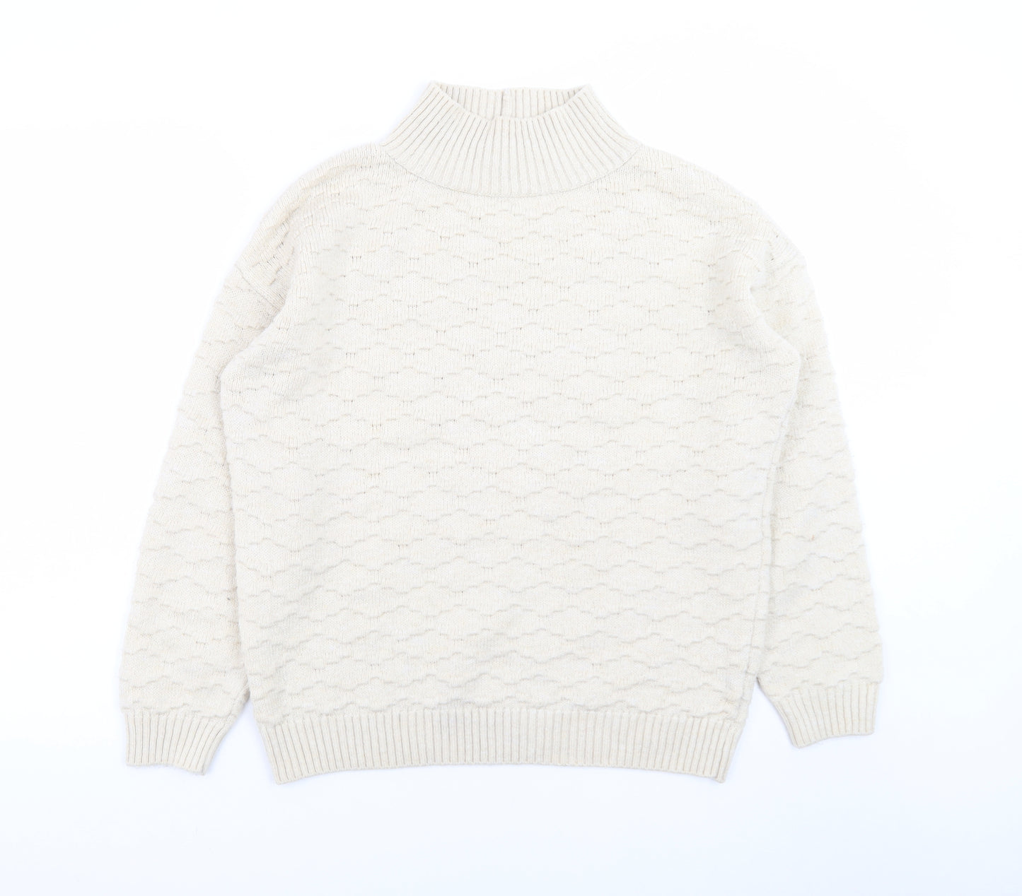 Next Women Ivory Mock Neck Knit Jumper Size M