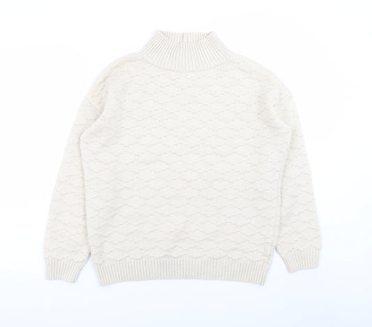 Next Women Ivory Mock Neck Knit Jumper Size M