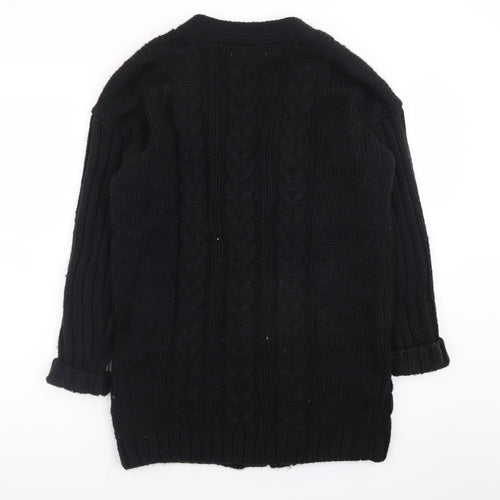 JustFab Women Black XS Cable-Knit Long Sleeve Button Cardigan
