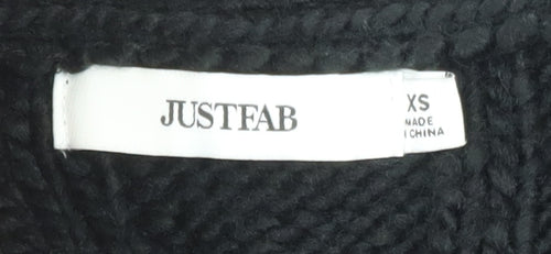 JustFab Women Black XS Cable-Knit Long Sleeve Button Cardigan