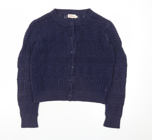 Cath Kidston Women's Navy Cardigan S Knit Cotton Wool Blend