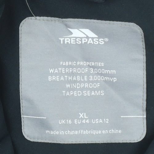 Trespass Womens Black Waterproof Long Hooded Rain Coat XL