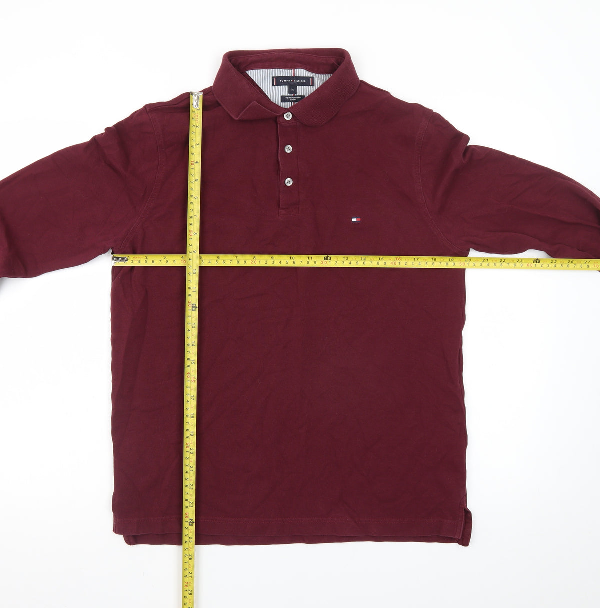 Tommy Hilfiger Men's Red Long Sleeve Slim Fit Polo XL