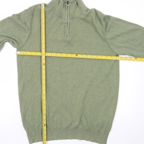 Boston Brothers Mens Green XL 1/4 Zip High Neck Cotton Jumper
