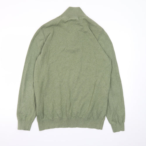 Boston Brothers Mens Green XL 1/4 Zip High Neck Cotton Jumper