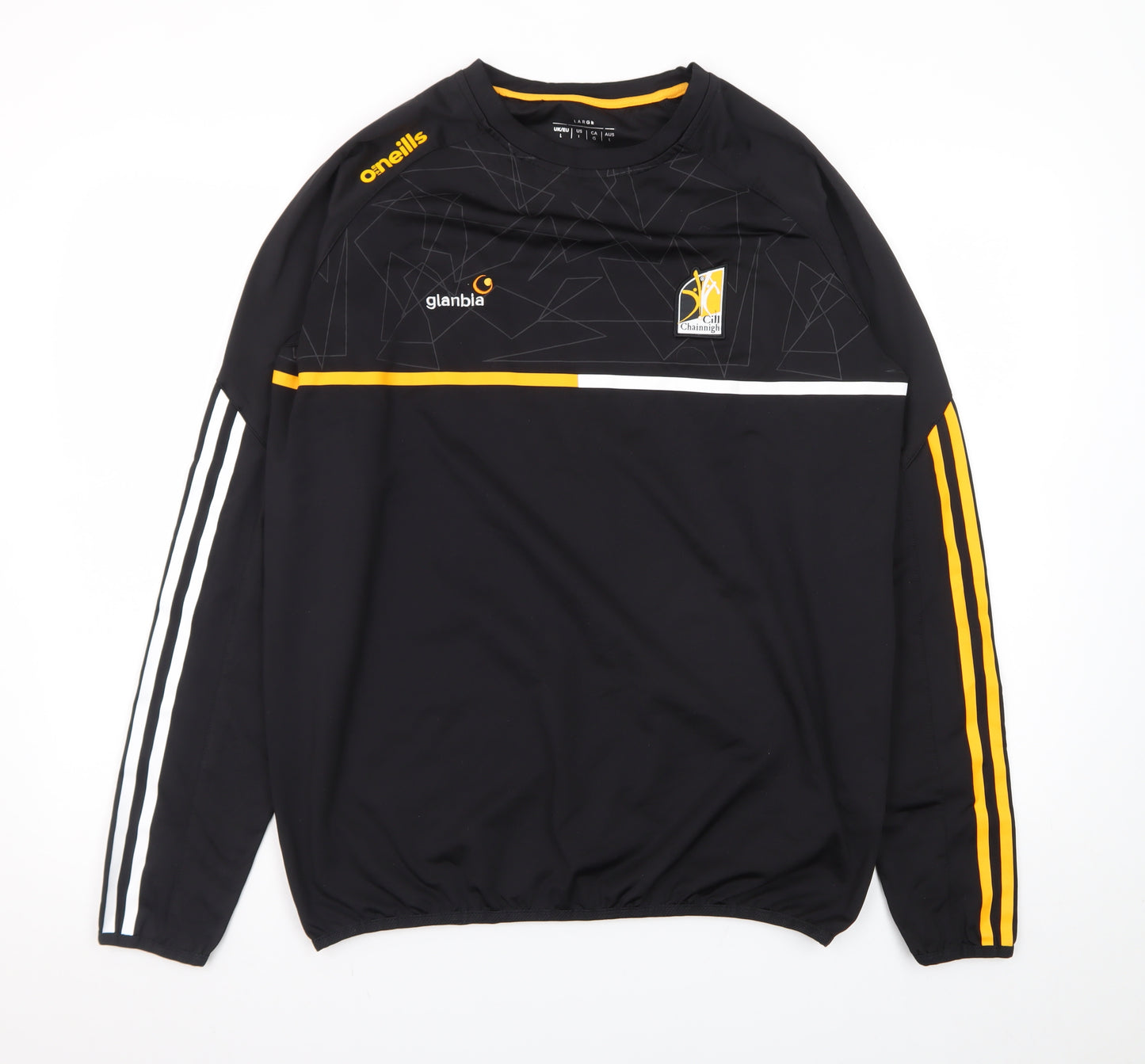 O'Neills Men's Black Kilkenny GAA Sports Long Sleeve T-Shirt L