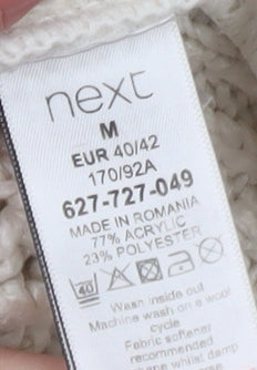Next Women Ivory Hooded Chunky-Knit V-Neck Jumper Size 12