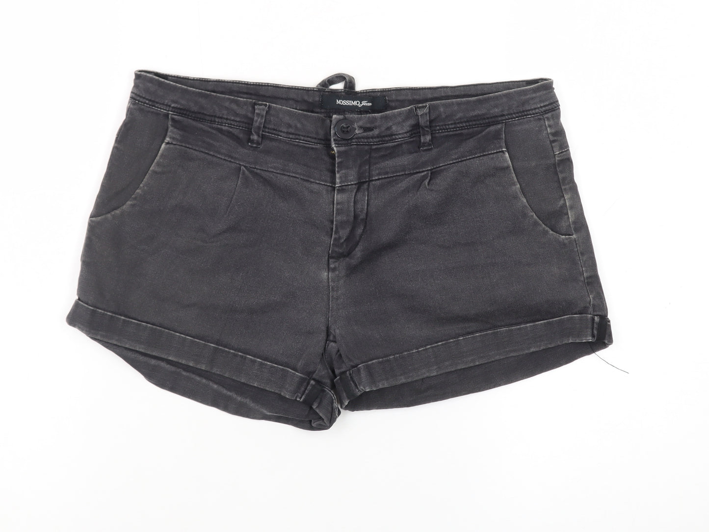 Mossimo Womens Black Chino Shorts Size L Denim Stretch Casual