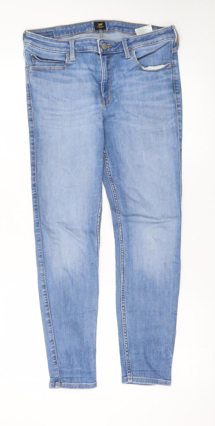 Lee Women’s Blue Skinny Jeans Size 16 Mid Rise Stretch Denim