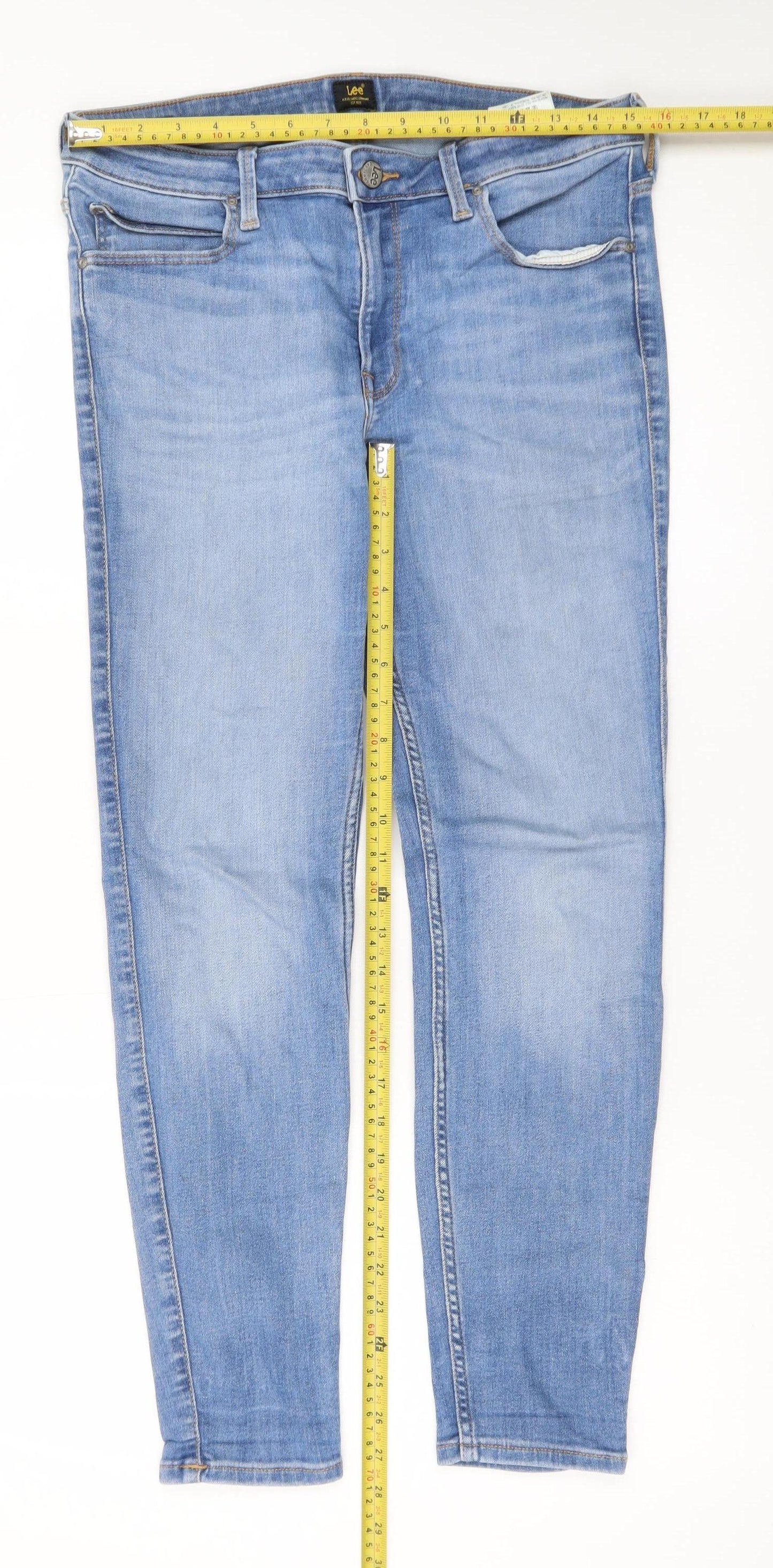 Lee Women’s Blue Skinny Jeans Size 16 Mid Rise Stretch Denim