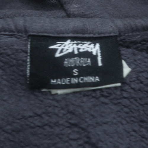 Stussy Men's Grey Pullover Hoodie S Graphic Logo Fleece Sweatshirt