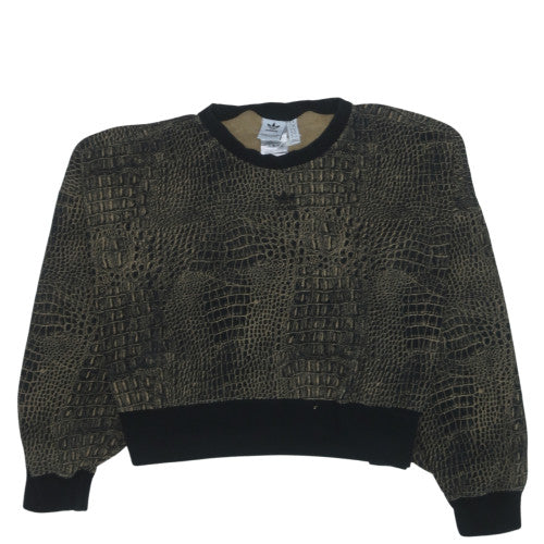 Adidas Womens Black Crocodile Print Crew Neck Sweatshirt UK 8