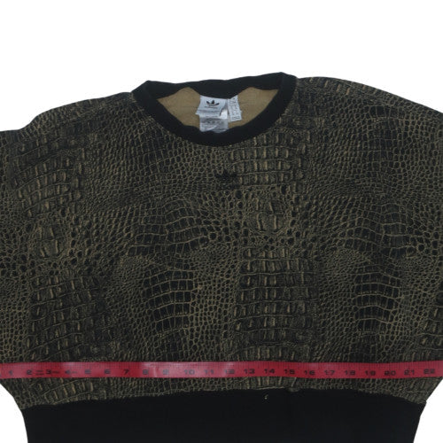 Adidas Womens Black Crocodile Print Crew Neck Sweatshirt UK 8