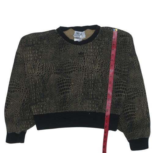 Adidas Womens Black Crocodile Print Crew Neck Sweatshirt UK 8